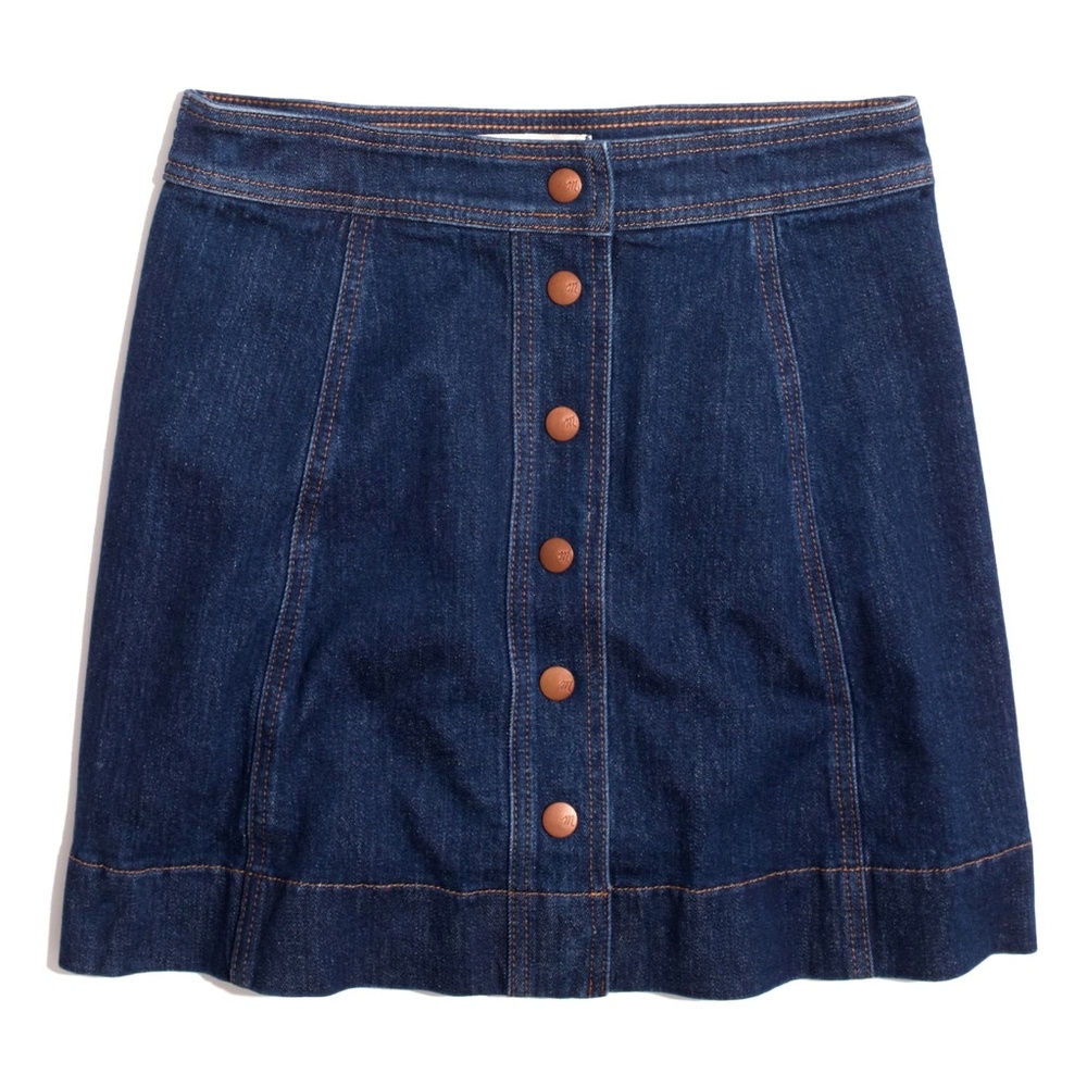 Stretch Denim A-Line Mini Skirt: Button-Front Edit
